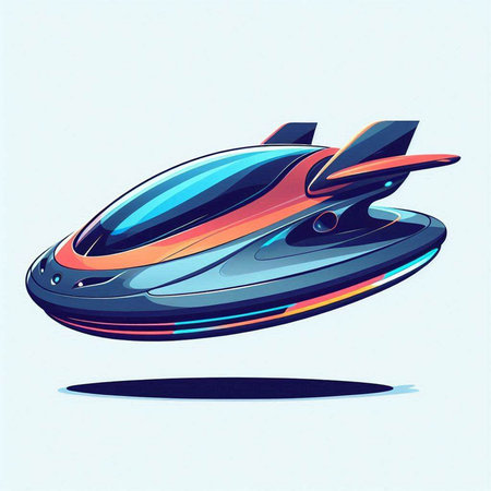 Futuristic flying car. Vector illustration of futuristic flying car.のイラスト素材