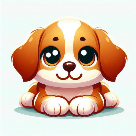 Cute cartoon dog with big eyes. Vector illustration on white background.のイラスト素材