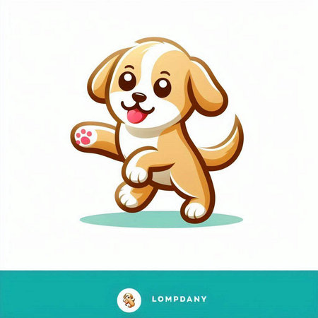 Illustration of a cute puppy playing with a ball on a white backgroundのイラスト素材