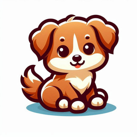 Illustration of a Cute Puppy on White Background - Vectorのイラスト素材