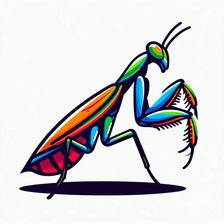 Praying mantis. Vector illustration on a white background.のイラスト素材
