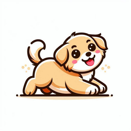 Cute puppy on white background. Vector illustration. Cartoon style.のイラスト素材