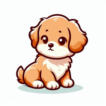 Cute cartoon dog on a white background. Vector illustration of a puppy.のイラスト素材