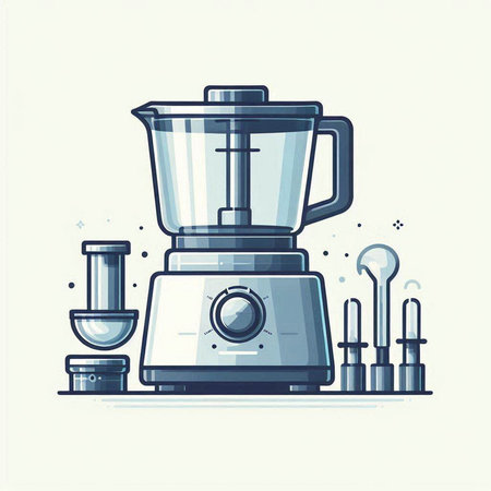 Modern vector illustration of a blender in flat style. Isolated on white background.のイラスト素材