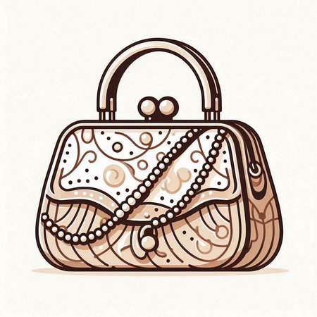 Handbag. Vector illustration of a purse made of natural materials.のイラスト素材