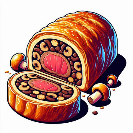 Sliced bread with meat on a white background. Vector illustrationのイラスト素材