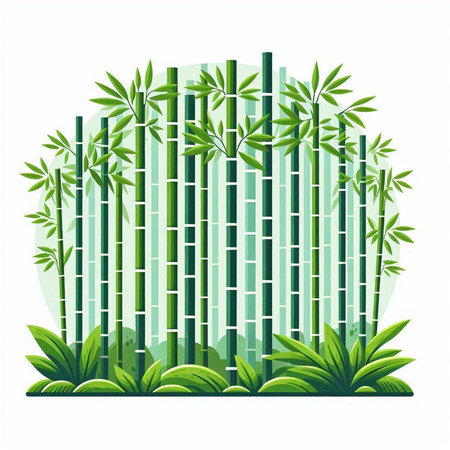 Bamboo background with grass and plants, vector illustration. Vector illustration.のイラスト素材