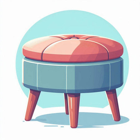 Illustration of an upholstered stool in cartoon style.のイラスト素材