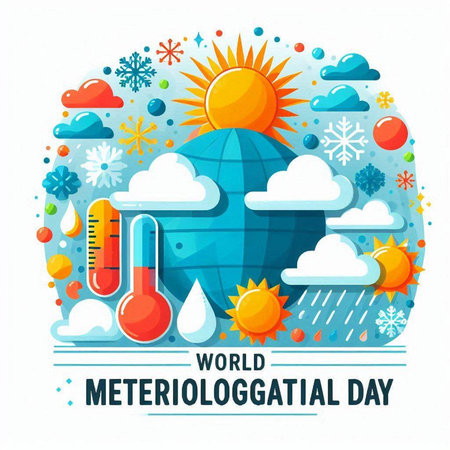 World Meteorological Day. Vector illustration in flat style. World Meteorological Day.のイラスト素材