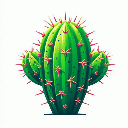 Cactus isolated on white background. Vector illustration in cartoon style.のイラスト素材