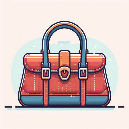 Vector illustration of a woman's handbag on a light background.のイラスト素材