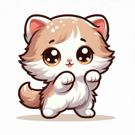 Cute cat cartoon vector illustration isolated on white background. Cute kawaii cat character.のイラスト素材