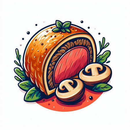 Vector illustration of a slice of red meat on a white background.のイラスト素材