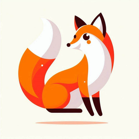 Vector illustration of cute fox in flat style. Isolated on white background.のイラスト素材