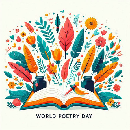 World Book Day. Vector illustration of a book with flowers and leaves.のイラスト素材
