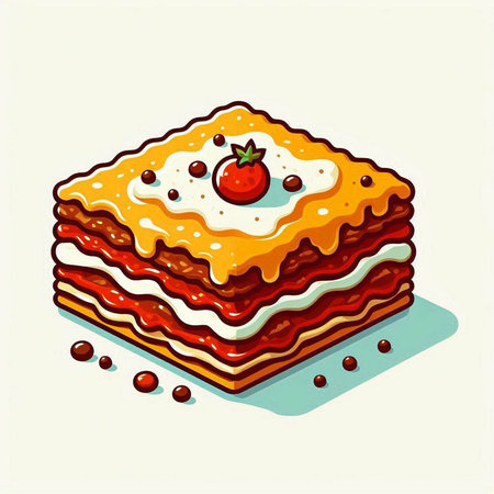 Illustration of a piece of cake with cream and strawberry on a white backgroundのイラスト素材