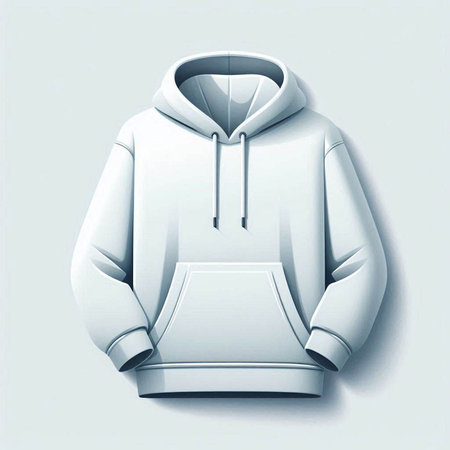Illustration of a white hooded sweatshirt on a light backgroundのイラスト素材