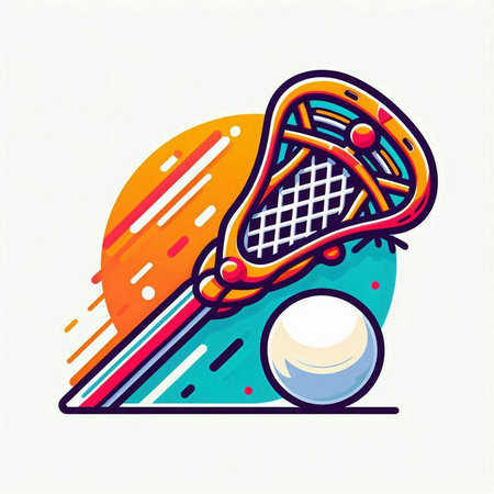 Tennis racket and ball. Vector illustration in a flat style.のイラスト素材