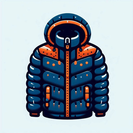 Vector illustration of a winter jacket with a hood. Cartoon style.のイラスト素材