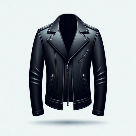 Black leather jacket isolated on a white background. 3d rendering.のイラスト素材