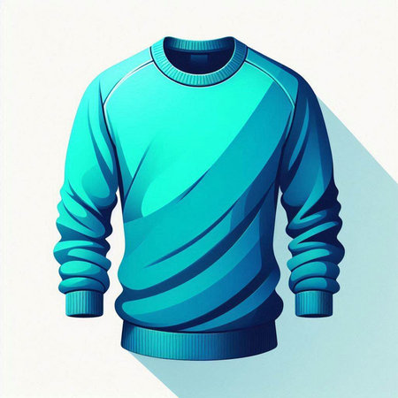 Blue sweater on a light background. Vector illustration of a sweater.のイラスト素材