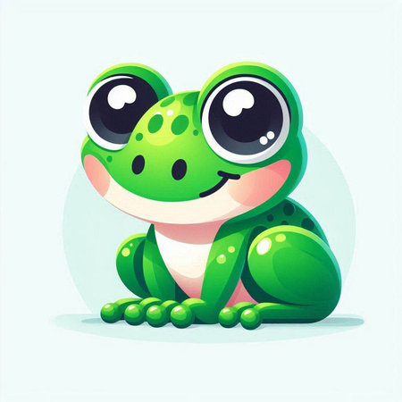Cute cartoon frog. Vector illustration of a funny green frog.のイラスト素材