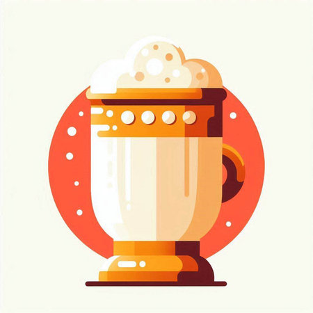 Mug of coffee with whipped cream. Flat style vector illustration.のイラスト素材