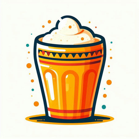 Coffee cup with whipped cream. Vector illustration in flat styleのイラスト素材
