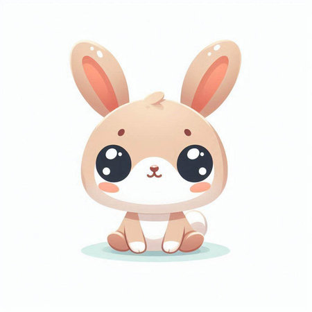 Cute little bunny isolated on white background. Vector cartoon illustration.のイラスト素材
