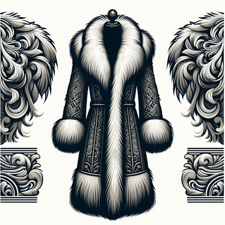 Vector illustration of a fur coat with a pattern on a white backgroundのイラスト素材