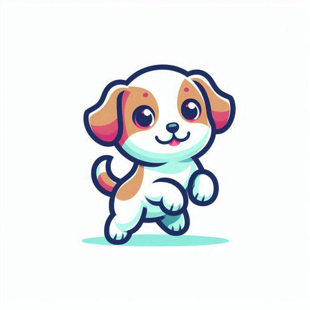 Cute cartoon dog vector illustration. Cute little dog character.のイラスト素材