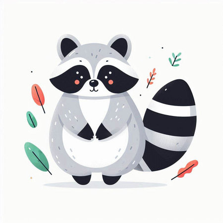Cute raccoon vector illustration. Cute raccoon character.のイラスト素材