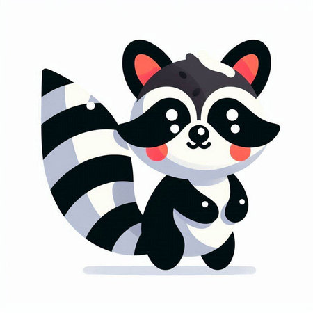 Cute raccoon isolated on a white background. Vector illustration.のイラスト素材