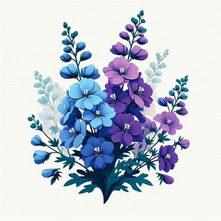 Flower bouquet. Blue and purple flowers. Vector illustration.のイラスト素材