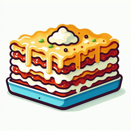 Illustration of lasagna on a white background. Vector illustration.のイラスト素材