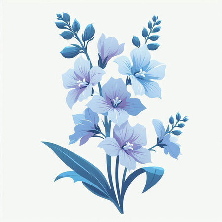 Blue flowers on a white background. Illustration in vector format.のイラスト素材