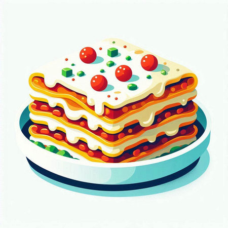 Illustration of lasagna on a white background. Vector illustration.のイラスト素材