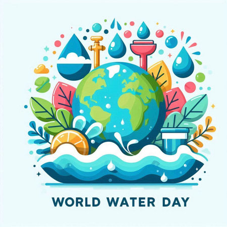 World Water Day banner with flat design elements. World Water Day concept. Vector illustration.のイラスト素材