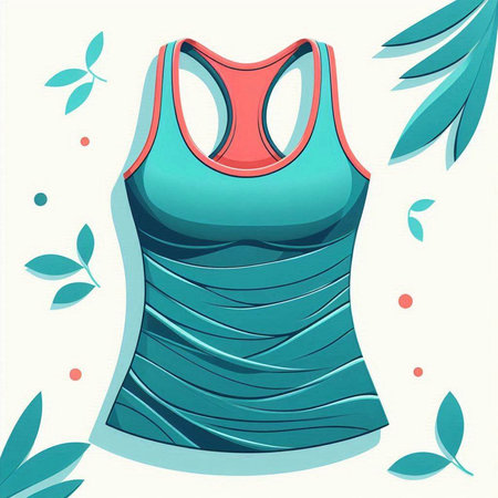 Vector illustration of a blue t-shirt with a pattern of leavesのイラスト素材