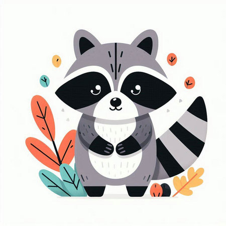 Cute raccoon. Cute cartoon animal. Vector illustration.のイラスト素材
