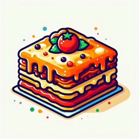 Illustration of a stack of pancakes with strawberry, vector illustration.のイラスト素材