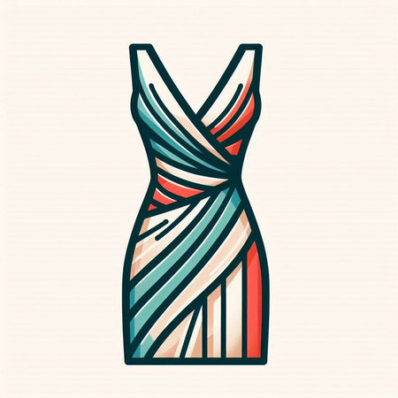 Dress icon. Vector illustration of a woman's dress. Hand drawn dress.のイラスト素材