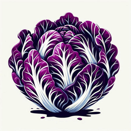 Purple Chinese cabbage on a white background. Vector illustration for designのイラスト素材