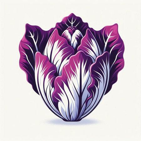 Illustration of a purple chinese cabbage on a white background.のイラスト素材