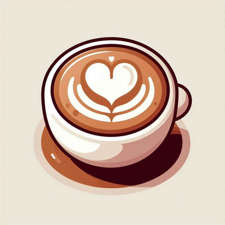 Cup of coffee with heart shape on top. Vector illustration.のイラスト素材