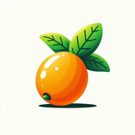 Ripe orange with green leaves on a white background. Vector illustration.のイラスト素材