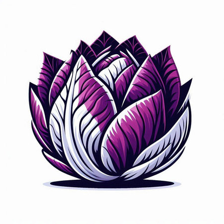 Purple lotus flower on white background, hand drawn vector illustrationのイラスト素材