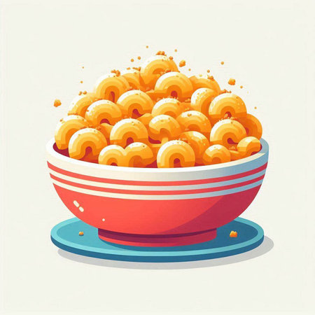 Illustration of a bowl of macaroni on a white backgroundのイラスト素材