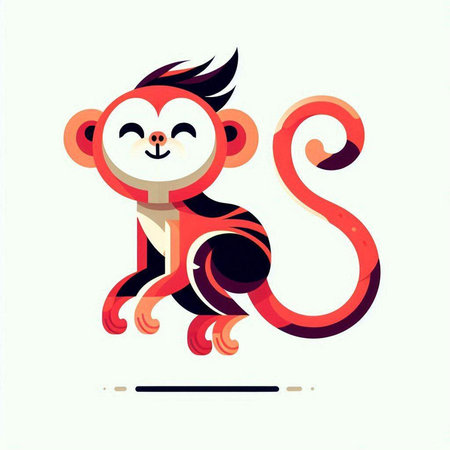 Cute cartoon monkey. Vector illustration in flat style on white background.のイラスト素材