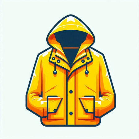 Yellow raincoat with hood isolated on white background. Vector illustration.のイラスト素材
